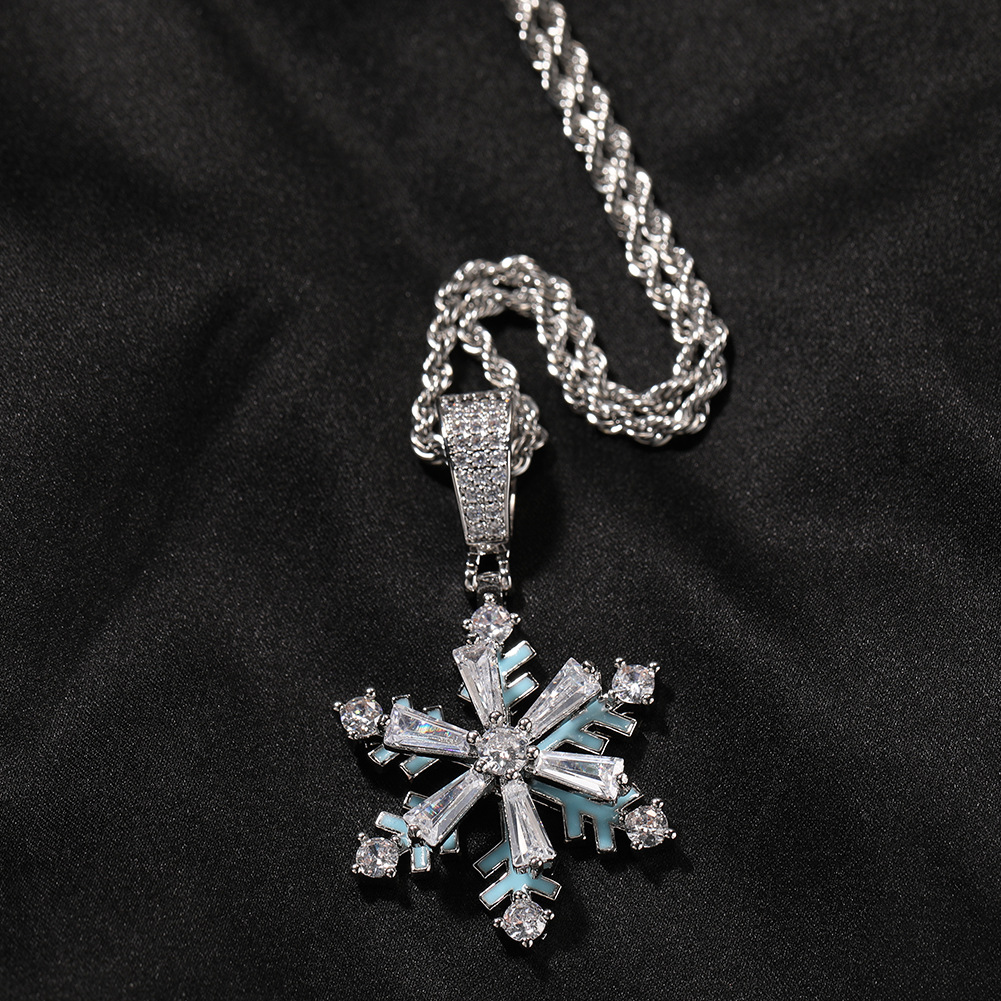 Luminous Spinning Snowflake Necklace