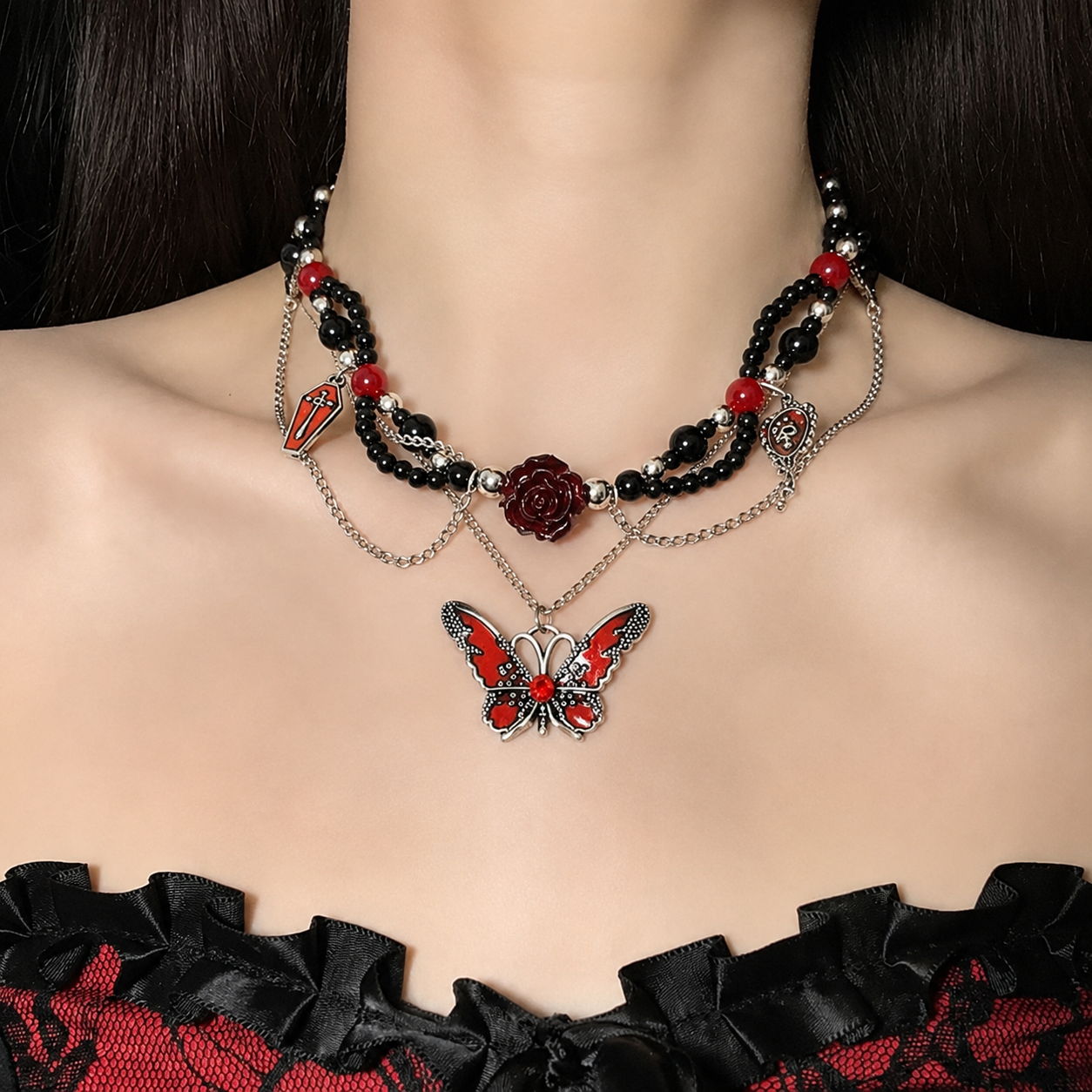 Rotes Schmetterlings-Choker