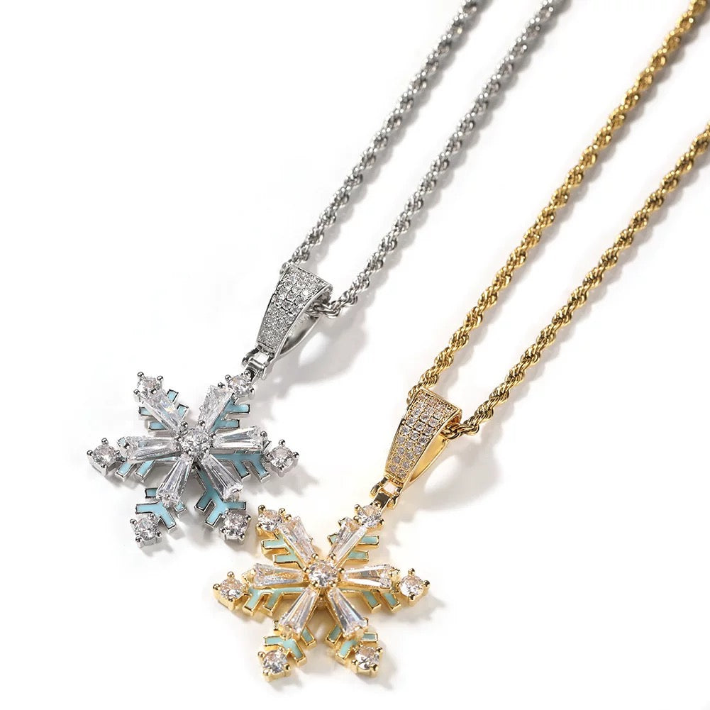 Luminous Spinning Snowflake Necklace