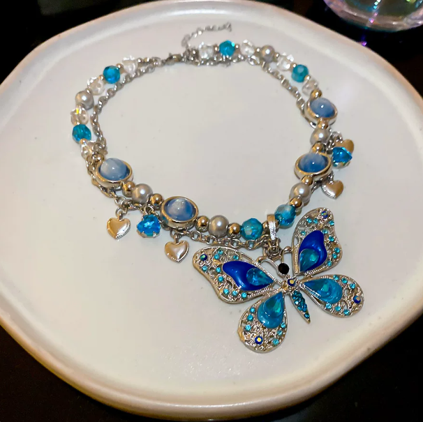 Original photograph of the Blue Reverie Butterfly Necklace