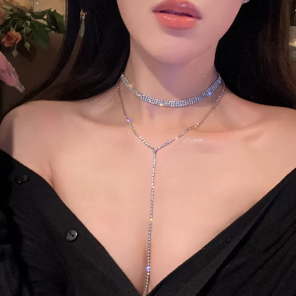 Midnight Muse Narrow choker and long Y necklace, original product photo
